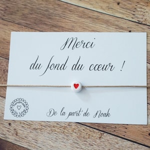 Merci du fond du coeur Nounou Maîtresse ATSEM AVS - Bonne année - carte personnalisée - bracelet coeur