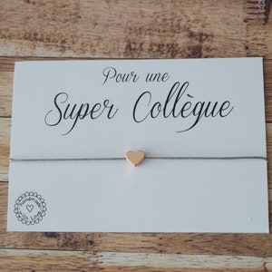 Bracelet coeur - Super Collègue - Cadeau pour une Amie - porte bonheur - carte collègue - coworker gift friend gift Friendship