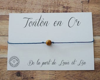 Bracelet Tonton en or - bracelet cadeau tonton - futur tonton - Cadeau Anniversaire - personnalisé papa papi parrain tonton