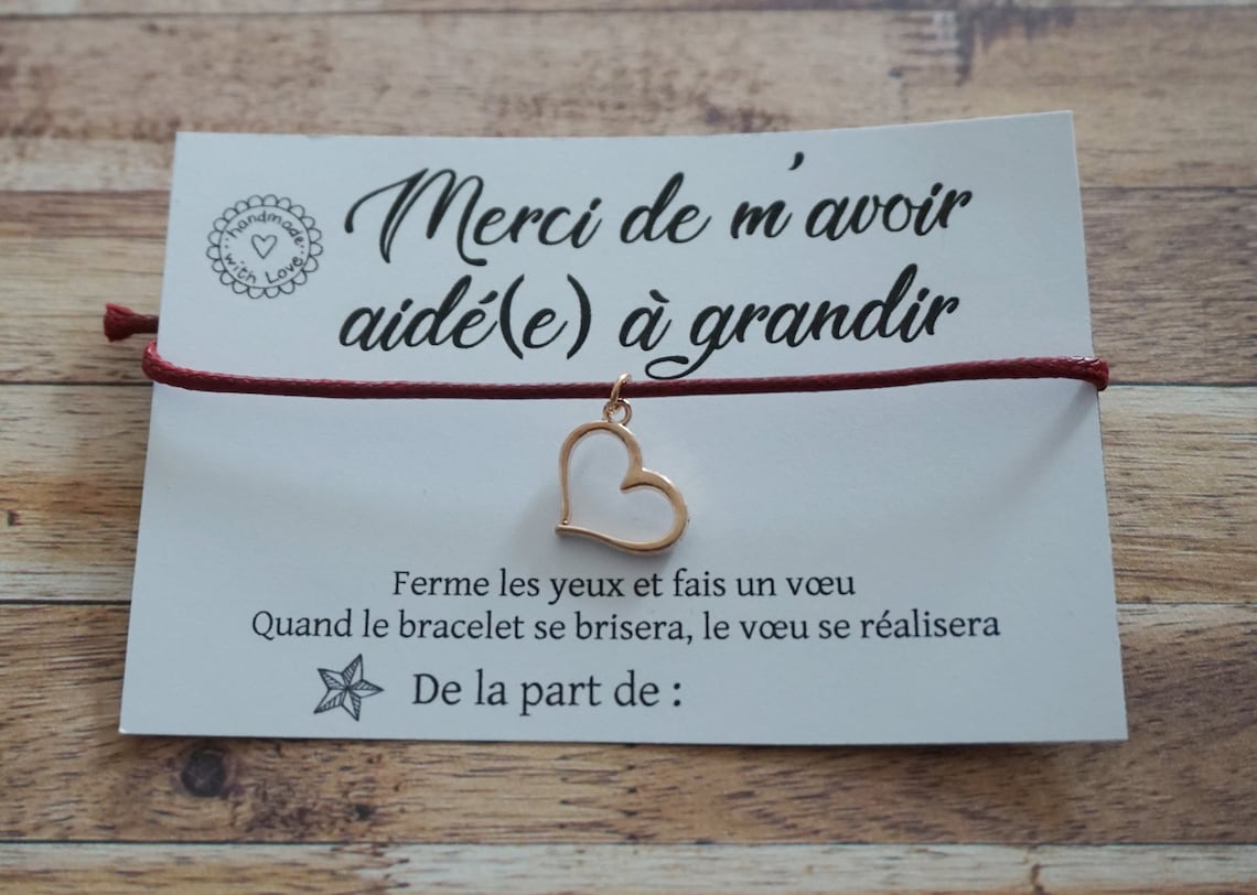 Bracelet or rosé Merci de m'avoir aidé à grandir - Etsy France