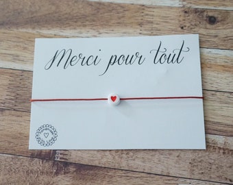bracelet Merci personnalisable - cadeau personnalisé - merci nounou - atsem maîtresse crèche - cadeau fin d'année remerciement