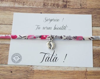 bientôt Tata - annonce grossesse - bracelet liberty personnalisé - future tata tatie - annonce bébé - promue tata tatie - cadeau naissance