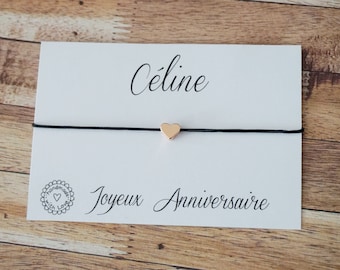 Bracelet anniversaire - joyeux anniversaire 40 ans 20 ans 30 ans 50 ans 60 ans- carte anniversaire amitié protection chance amour