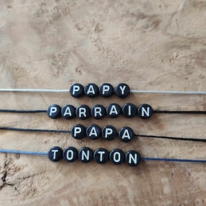 Pulsera con nombre - Pulsera de perlas - Pulsera infantil - Pulsera personalizada con mantra - Pulsera con letras de perlas del alfabeto - Despedida de soltera de cumpleaños
