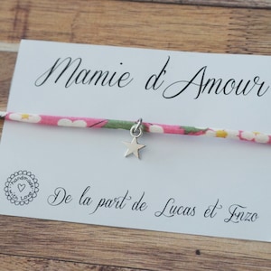 Mamie d'amour - Bracelet liberty Mamie - bracelet personnalisé + prénom enfant - cadeau mamie - Anniversaire Mamie - cadeau noël