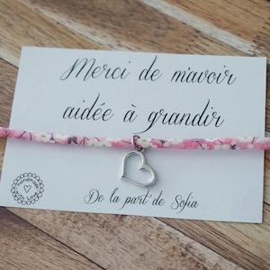 Liberty-armband Bedankt dat je me hebt geholpen groeien - gepersonaliseerd cadeau voor de leraar - bedankje voor de leraar - Atsem-kinderdagverblijf - einde schooljaar