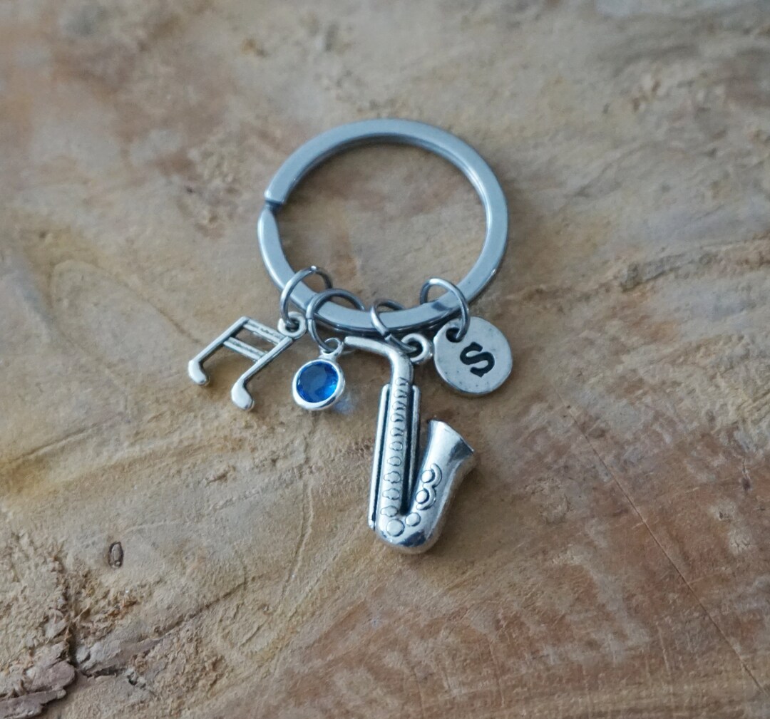 Saxophone keychain personalised saxophone gift musician gift