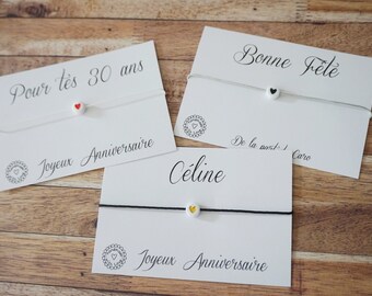Bracelet anniversaire - joyeux anniversaire 18 ans 20 ans 30 ans 40ans 50 ans 60 ans- carte anniversaire amitié protection chance amour