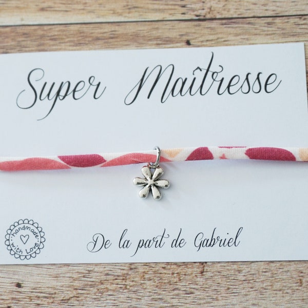 Liberty Super Teacher bracelet - personalized school gift - thank you - atsem aesh avs nursery teacher - end of school year gift