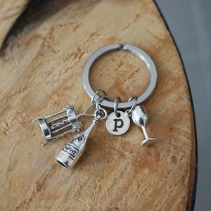 Wijn sleutelhanger - wijnliefhebber oenoloog sommelier champagne wijnmaker keldermeester barman alcohol - cadeau voor mannen vader peetvader opa oom peetvader