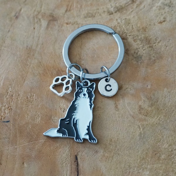 Border Collie keychain - shepherd keychain - border collie gift- porte clé chien border colley -pet remembrance - Custom Pet Name - pet loss