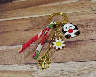 Panda keychain - Porte clé panda - bijou de sac Animal panda pomme - bambou - Cadeau soigneur animalier vétérinaire Amie