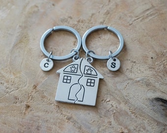 New home keychain - maison couple gift - first time buyer gift - wife husband set - Housewarming Gift - New Adventures - Moving In Together