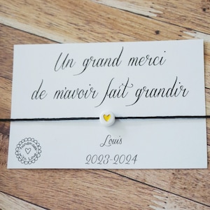 Danke, dass du mich wachsen lässt, Nanny Mistress ATSEM AVS - Frohes neues Jahr - personalisierte Karte - goldenes Herzarmband