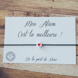 Mon atsem c'est la meilleure - cadeau personnalisé Maîtresse ATSEM AVS AESH Nounou scolaire - carte - bracelet coeur