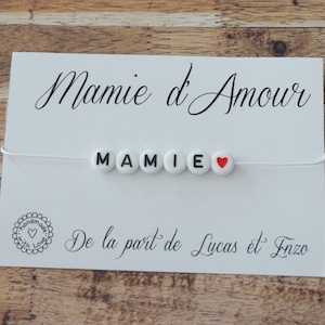 Mamie d'amour - bracelet mamie personnalisé prénom enfant - super mamie - mamie je t'aime - fête des grands-mères - noël anniversaire