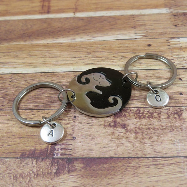 Ying yang pet dog keychain - Porte clé chien  à partager - couple love chien - duo amie-ami - homme-femme - duo pièce puzzle chien