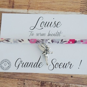 Bracelet sœur - future grande soeur - annonce grossesse bébé - bracelet enfant - sister gift - promue grande soeur - fée clochette