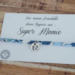 annonce grossesse - bracelet liberty Mamie personnalisé - future mamie - annonce bébé - promue mamie - cadeau naissance