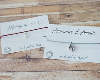 Bracelet Marraine - bracelet personnalisé + prénom enfant - super marraine - cadeau marraine - baptême anniversaire
