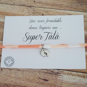 Super tata - annonce grossesse - bracelet liberty personnalisé - future tata tatie - annonce bébé - promue tata tatie - cadeau naissance