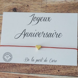 Bracelet anniversaire - joyeux anniversaire 18 ans 20 ans 30 ans 40ans 50 ans 60 ans- carte anniversaire amitié protection chance amour