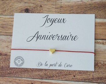 Bracelet anniversaire - joyeux anniversaire 18 ans 20 ans 30 ans 40ans 50 ans 60 ans- carte anniversaire amitié protection chance amour