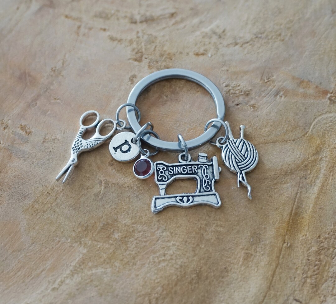 Sewing Machine Keychain Yarn Keychain Keychain Wool Sewing Etsy