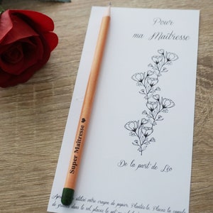 crayon à planter - pour ma maîtresse + carte personnalisée -merci Maîtresse Atsem Nounou Aesh crèche maternelle scolaire