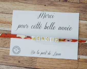 bracelet merci pour cette super année - Merci de m'avoir aidé à grandir - cadeau maîtresse - cadeau atsem crèche assistante maternelle