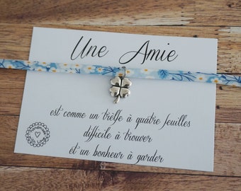 Bracelet amitié trèfle - meilleure amie - amie distance - super copine - collègue - friend - best friend - partner in crime- carte amitié