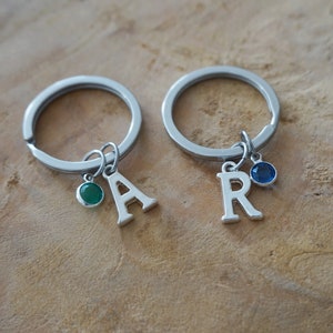 Porte clé lettre initiale prénom alphabet - porte clé personnalisé lettre pierre de naissance - Cadeau amie soeur enfant tata