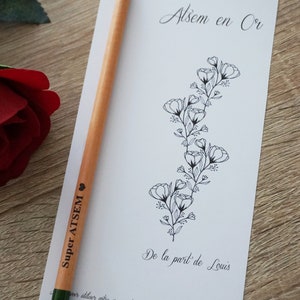 Super ATSEM en or + prénom enfant personnalisé - Merci m'avoir aidé à grandir Nounou Maîtresse Aesh crèche maternelle crayon à planter