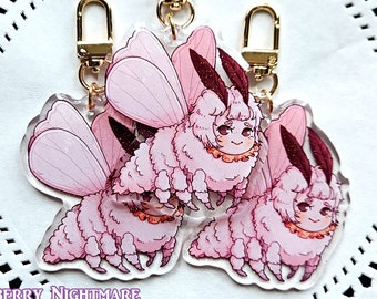 Moth Girl Glitter Keychain