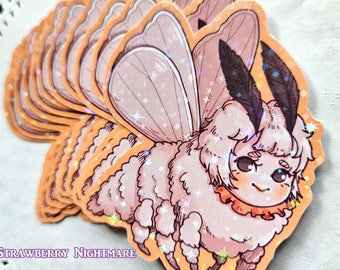 Moth Girl Glitter Sticker