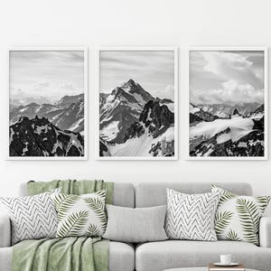 Set of 3 Mountain Print, Snow Mountain Print, Mountain Wall Art, 3 Piece Poster, Mountain poster, Landscape Home Decor, Mountain photography