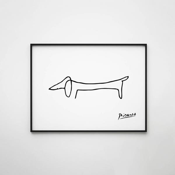 Pablo Picasso Sketch, Dog Sketch, Picasso Printable, Picasso Poster, Minimal design, Minimal art, Black and White print, Modern Poster