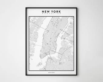 new york map new york poster manhattan black and white map travel