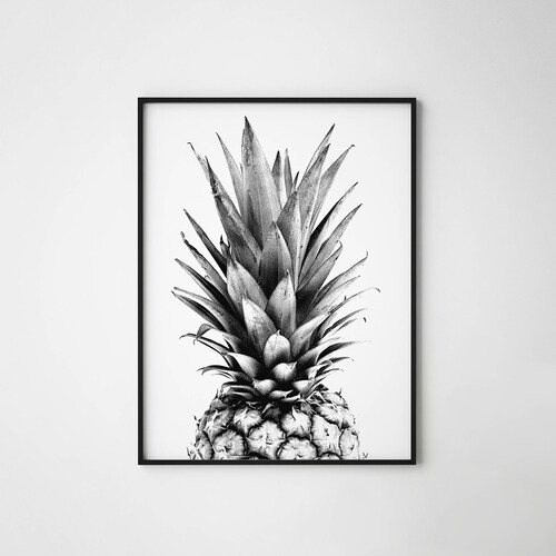 Pineapple Print Pineapple Wall Art Black and White Print Etsy