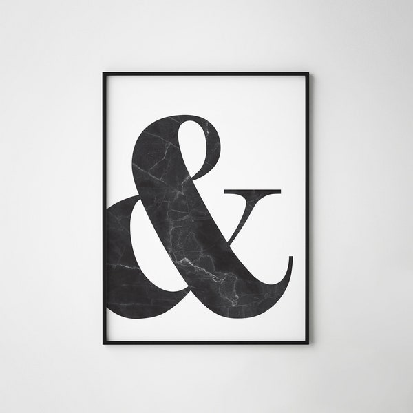 Ampersand Druck, Ampersand Plakat, Minimaldruck, Typografie-Print, Marmordruck