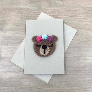 Crochet Bear 100% Recycled Greetings Card A6, Bear Birthday Card, Recycled Card, Bear Card, Crochet Bear Card