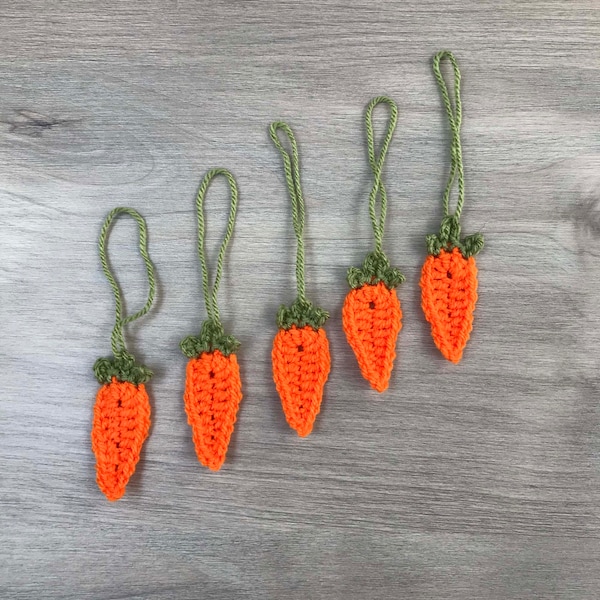 Crochet Carrot Hanging Decorations - Single or Pack of 5, Crochet Carrots, Easter Decoration, Crochet Decoration, Hanging Easter Decorations