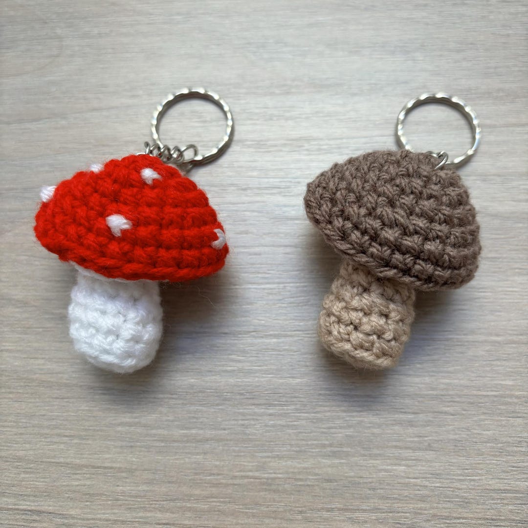 Crochet Toadstool/mushroom Keyring, Mushroom Keyring, Toadstool Keyring ...