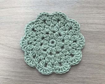 100% Organic Cotton Crochet Coaster - Light Green