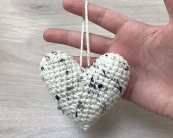Handmade Crochet Cream Heart Ornament: Hanging Decoration