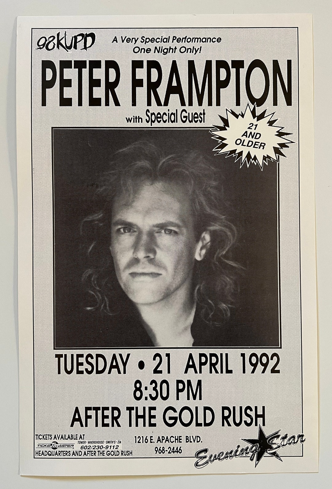 Peter frampton tour poster phoenix 1992 etsy