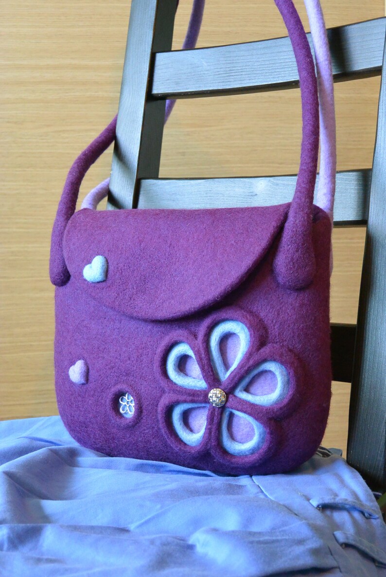 Felt crossbody purse with flower Crossbody purse Flower Etsy