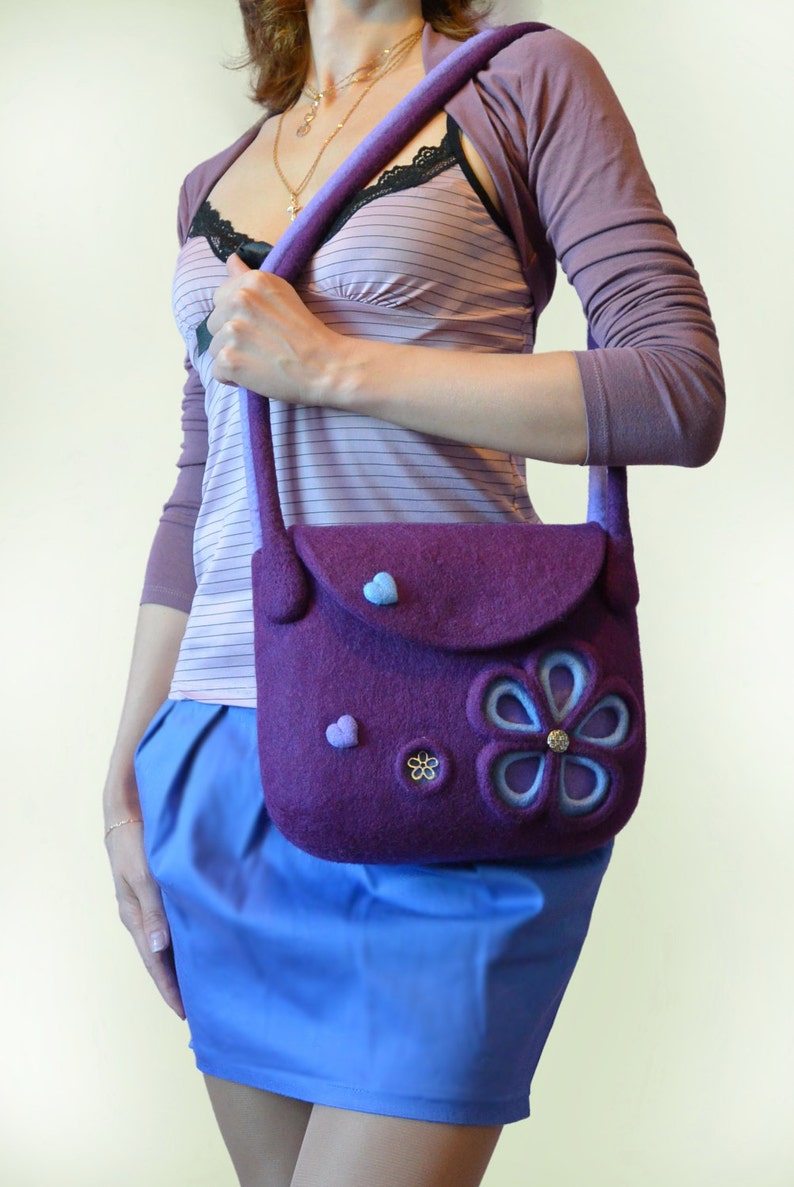 Felt crossbody purse with flower Crossbody purse Flower Etsy