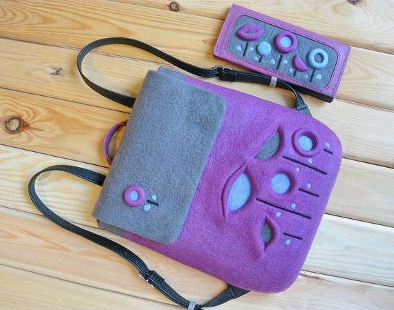 purple leather backpack