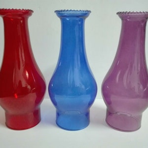 Ruby Red Glass BEADED Top Chimney Electric / Oil Lamps (2 1/2" fitter) image 6